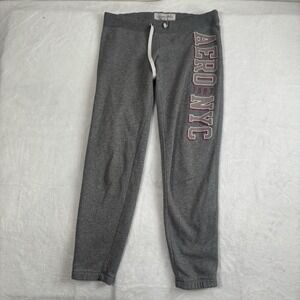 Y2K‎ Aeropostale NYC Grey Jogger Sweatpants Fleece Embroidered Women's S Stains